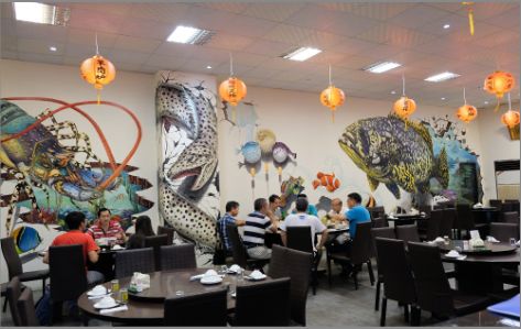 上林海鲜餐厅墙体彩绘
